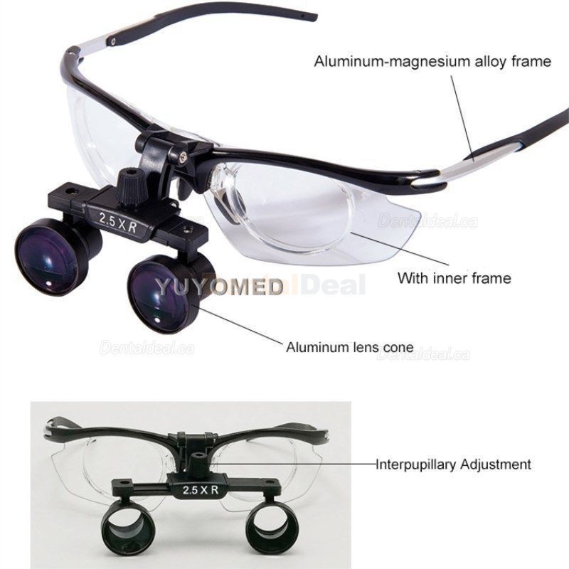 2.5X Dental Binocular Loupe Medical Surgical Glasses Antifogging